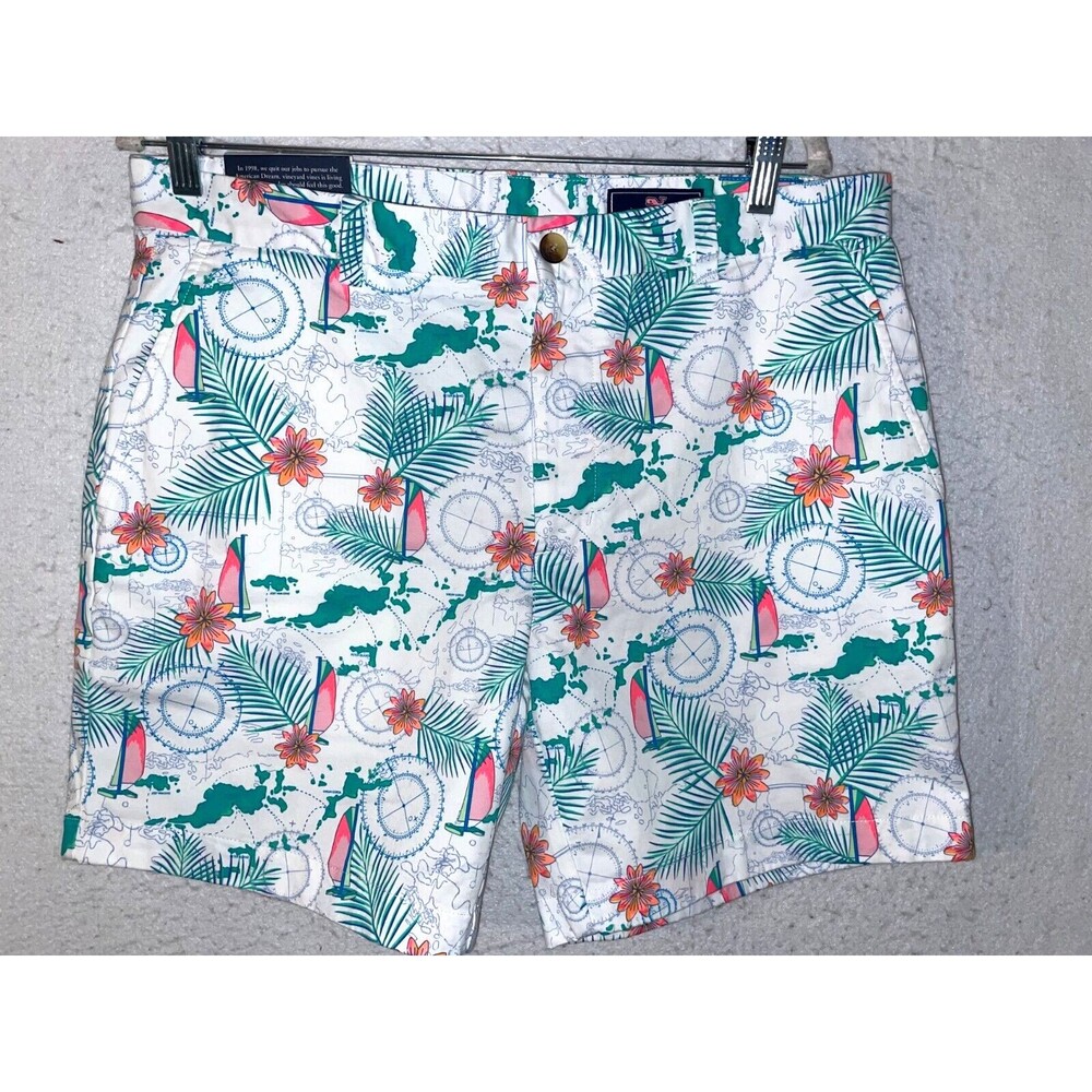 Vineyard Vines Breaker Short Sz 35 Tropical Floral Flower Hawaiian Cruise 7"